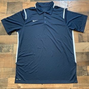 Nike Dri-Fit Polo Sz L Dark Blue Short Sleeve